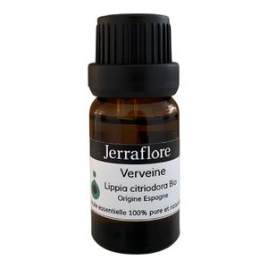Jerraflore Huile Essentielle Verveine Lippia Citriodora Bio - Bien-être Digestif et Apaisement - 10 ML
