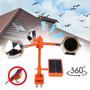 Répulsif Oiseaux Solaire Rotatif 360° – Effaroucheur à Reflets avec Panneau Solaire pour Toiture, Jardin, Balcon et Ferme