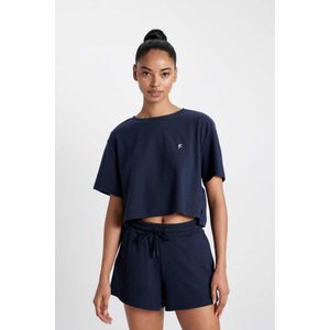 Defacto Femme Courte Manches Courtes T-Shirt - A9916AX - Navy