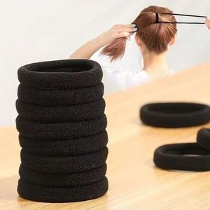 Lot de 10 Élastiques Cheveux Noirs Sans Couture – Chouchous Tissu Doux Anti-Casse – Attache Queue de Cheval Femme Fille – Élastique Cheveux Épais Fins – Accessoire Coiffure