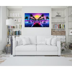 Tableau decoratif Synthwave Sports Car Lamborghini Retrowave - Mural - taille en choix