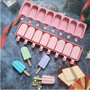 Moule En Silicone Pour Crème Glacée 8 Cavités à Rayures+ 100 Bâtonnets En Bois