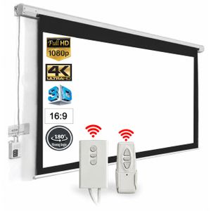 Owlenz E50 Écran Motorisé 100 Pouces  16 9 BLANC Avec 2 Telecommandes