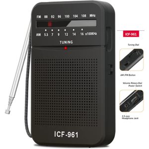 Radio a pile portable de poche AM FM avec haut-parleur et prise casque Pile Remplaçable (AA),au Jogging et au Camping
