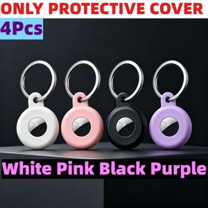 4pcs Étui de pour Apple AirTags, Housse -perte, Localisateur pour enfants et animaux de compagnie, Compatible avec porte-clés, Dispositif -perte, Étui de -vol pour véhicule, avec porte-clés