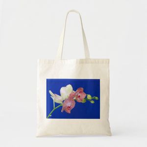 The canvas tote bag, flowery pink orchid Unique, haute qualité
