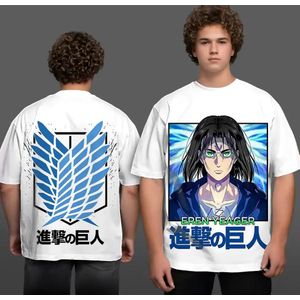 BENYAHYA STORE Oversized T-shirt Attack on Titan Teshirt Blanc Anime Manga Japan Eren Yeager Fashion Tshirt