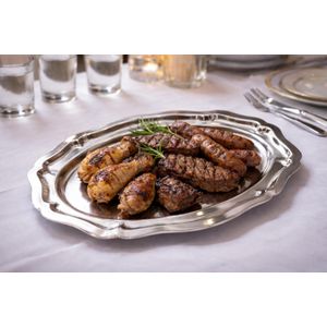 Titanic production صينية شواء من الاينوكس 50 سم – طبق تقديم بيضاوي أنيق للمشاوي واللحوم – صحن تقديم للمطبخ والمطاعم