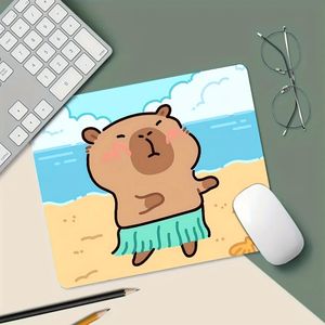 Tapis de souris en caoutchouc avec motif de capybara dansant, base antidérapante, idéal pour le bureau, les études et les jeux, portable et durable, tapis de bureau