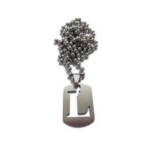 Chaine Maille Boule 2.4mm Plaque Militaire Avec Lettre L (Taille Petite) - Acier Inoxydable