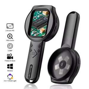 Microscope portable avec écran IPS de 2.8 pouces, 100X, Loupe numérique 2MP rechargeable USB 