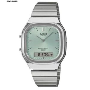Casio montre homme femme Etanche Argente Double afichage au bracelet métallique-aq-240e-2aef