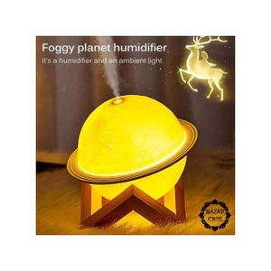 Lampe Humidificateur 3D Lune LED 200ml – Diffuseur d’Huiles Essentielles, Veilleuse Tactile & Déco Relaxante