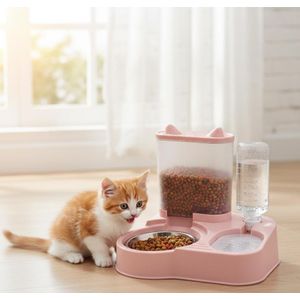 وعاء طعام 3 في 1 مع موزع مياه أوتوماتيكي – محطة طعام متكاملة للقطط والكلاب الصغيرة