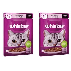 Whiskas Sachet Alimentaire pour Chat - Au Saumon - Pour Chat Adulte - 85 G - Lot de 2