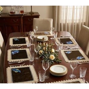  Set de repas en tissu anti-tache – Motifs élégants et modernes