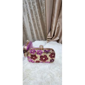 Pochette de soirée fleurie à sequins