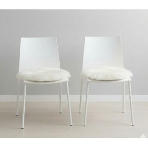 Coussin de Chaise Rond Crème Peau d'Agneau Douce Confortable Ø34cm Lot de 2 Premium