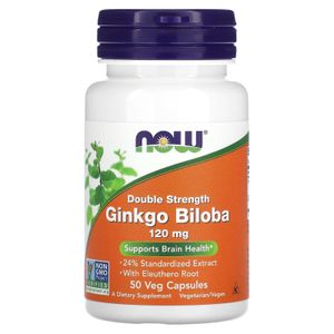 Now Foods Ginkgo biloba, Double efficacité, 120 mg, 50 capsules - Made in USA