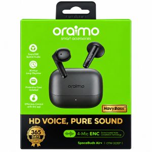 Oraimo Écouteurs Bluetooth SpaceBuds Air+ OTW-323SP – Sans Fil, Autonomie 30H, Son Spatial Sound360, 4 Micros ENC, Basses Puissantes