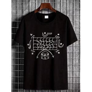 T-shirt LocalBlack avec motif géométrique abstrait et motif étoile et lune pour tenue décontractée
