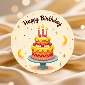 24pcs 48pcs Autocollants Gâteau d'Anniversaire Joyeux Anniversaire avec Bougies et Fraises sur Support Fond Doré avec Étoiles et Lunes pour Décoration de Fête Emballage Cadeau et Célébrations
