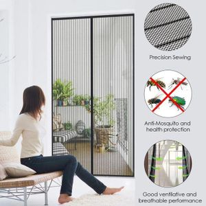 Rideau Moustiquaire Anti-Insectes pour Porte, Fermeture Magnétique Automatique