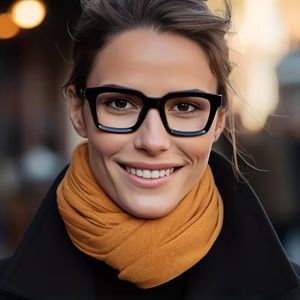 lunettes carrées pour femmes, monture de lunettes décorative à verres lisses et mode individuelle