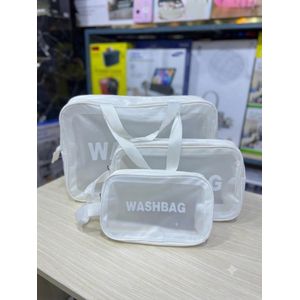 Set de 3 Trousses de Toilette Transparentes "Washbag" - Blanc Épuré