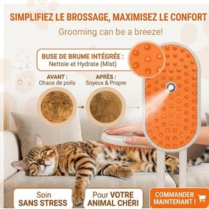 Galaxy Brosse Vapeur 3-en-1 pour Chiens & Chats – Massage, Nettoyage et Élimination des Poils