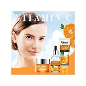 Disaar Pack 3 pièces soins visage à la vitamine C, nettoyant et sérum pour le visage, crème éclaircissant