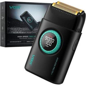 VGR  Rasoir électrique pour le visage avec double grille, moteur 21 vitesses 9000 tr/min, écran LED