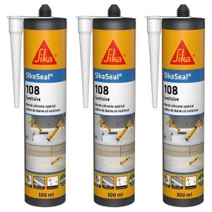 Sika Mastic Silicone Sanitaire - Étanchéité Salle de Bain et Cuisine - 300 ML - Lot de 3