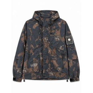 General Veste Homme Imprimée Bleu Marine à Capuche – Fermeture Zippée et Boutons-Pression – Poches Zippées