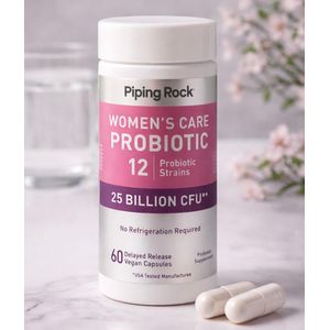 Piping Rock Women’s Care Probiotic 25 Billion CFU Probiotiques Spécial Santé Féminine (12 souches, 60 gélules)