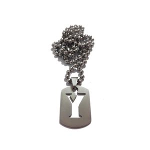 Chaine Maille Boule 2.4mm Plaque Militaire Avec Lettre Y (Taille Petite) - Acier Inoxydable