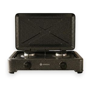 Venezia Réchaud à Gaz 2 Feux granite Portable - Parfait pour la Maison et le Camping