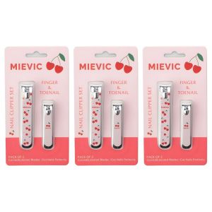MIEVIC Lot de 3 - Coupe-Ongles Set Pour Doigts et Pieds - Design Cerises Kawaii - Accessoire Beauté & Soin des Ongles
