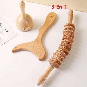 Ensemble de massage thérapeutique au bois kit de thérapie au bois professionnel 3 en 1, masseur de drainage lymphatique, sculpture corporelle, anti-cellulite