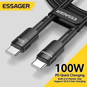 ESSAGER Câble USB de type C à C PD, 100W, charge rapide, fil de chargeur pour Macbook, Samsung, Xiaomi