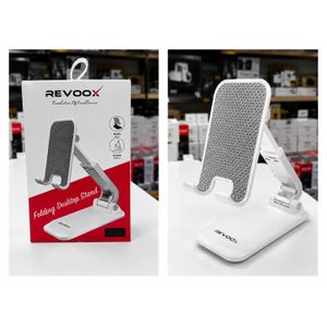 Revoox Support Téléphone Pliable Bureau – Stand Réglable pour Smartphone et Tablette – Blanc