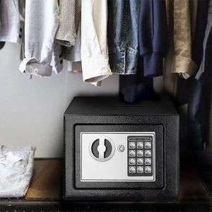 Mini coffre fort électronique 4.6L, coffre fort numérique en acier, clavier à code PIN avec 2 clés, fixation murale et sol, noir