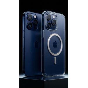 Coque Crystal Transparente Magnetique iPhone 15 Pro Compatible MagSafe Dos PC Rigide Bumper TPU Souple