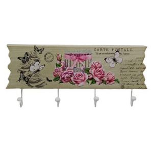Porte-Manteau Mural Élégant en Bois – Motif Floral pour Organisation et Style