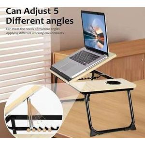 Table de Lit Pliable pour PC Portable - Support d'Ordinateur Ajustable avec Porte-Gobelet