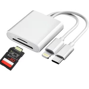 Lecteur de carte SD, adaptateur double fente prenant en charge les cartes mémoire/microTF, compatible avec iPhone, iPad, MacBook, Mac, lecteur de carte Type-C
