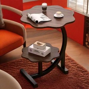 Table d’appoint moderne à double niveau avec étagère – Table basse pour salon et chambre