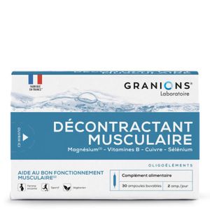 GRANIONS Décontractant Musculaire, Soulage Crampes & Tensions, Confort Musculaire Optimal, 30 Ampoules Buvables (Fabrique en France)