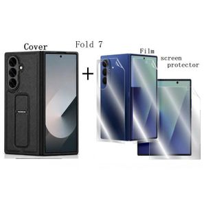 Pochette coque étui premium en semi-cuir pour Samsung Galaxy Z Fold 7 plus film hydrogel 2 face