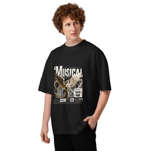 ECHO "Musical Angel" Renaissance Graphic T-Shirt – Premium Black Oversized